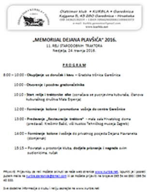 Program Memorijal Dejana Plavšića 2016.